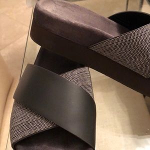 Open criss cross sandels black with metal beads